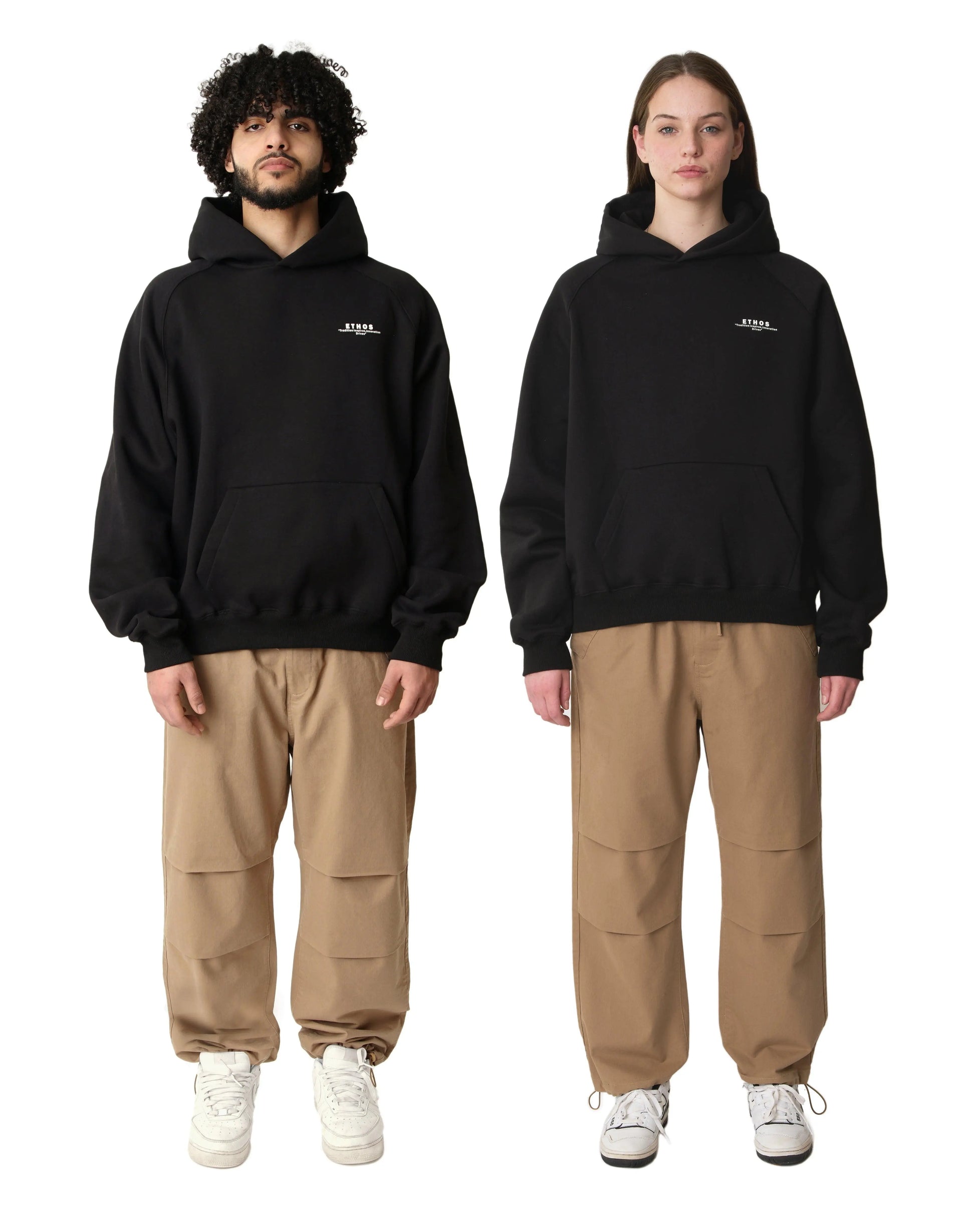 هودي ساده اسود اوفر سايز مناسب للرجال والنساء