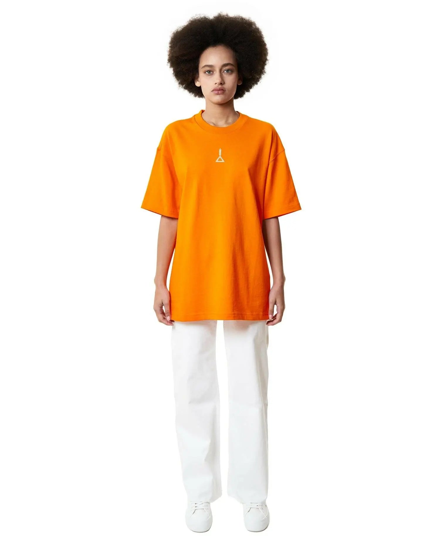 تيشيرت اوفر سايز برتقالي مناسب للرجال والنساء