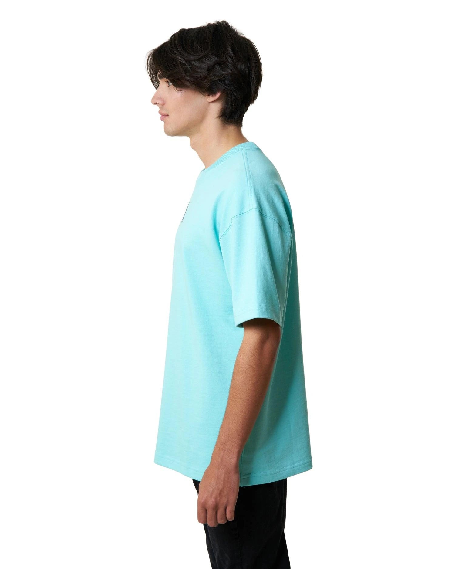 تيشيرت اوفر سايز سماوي من قطن ناعم ومريح