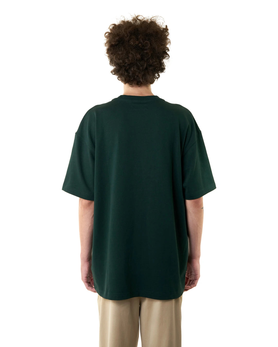 تيشيرت اخضر غامق رجالي بخامة قطن بيروفي