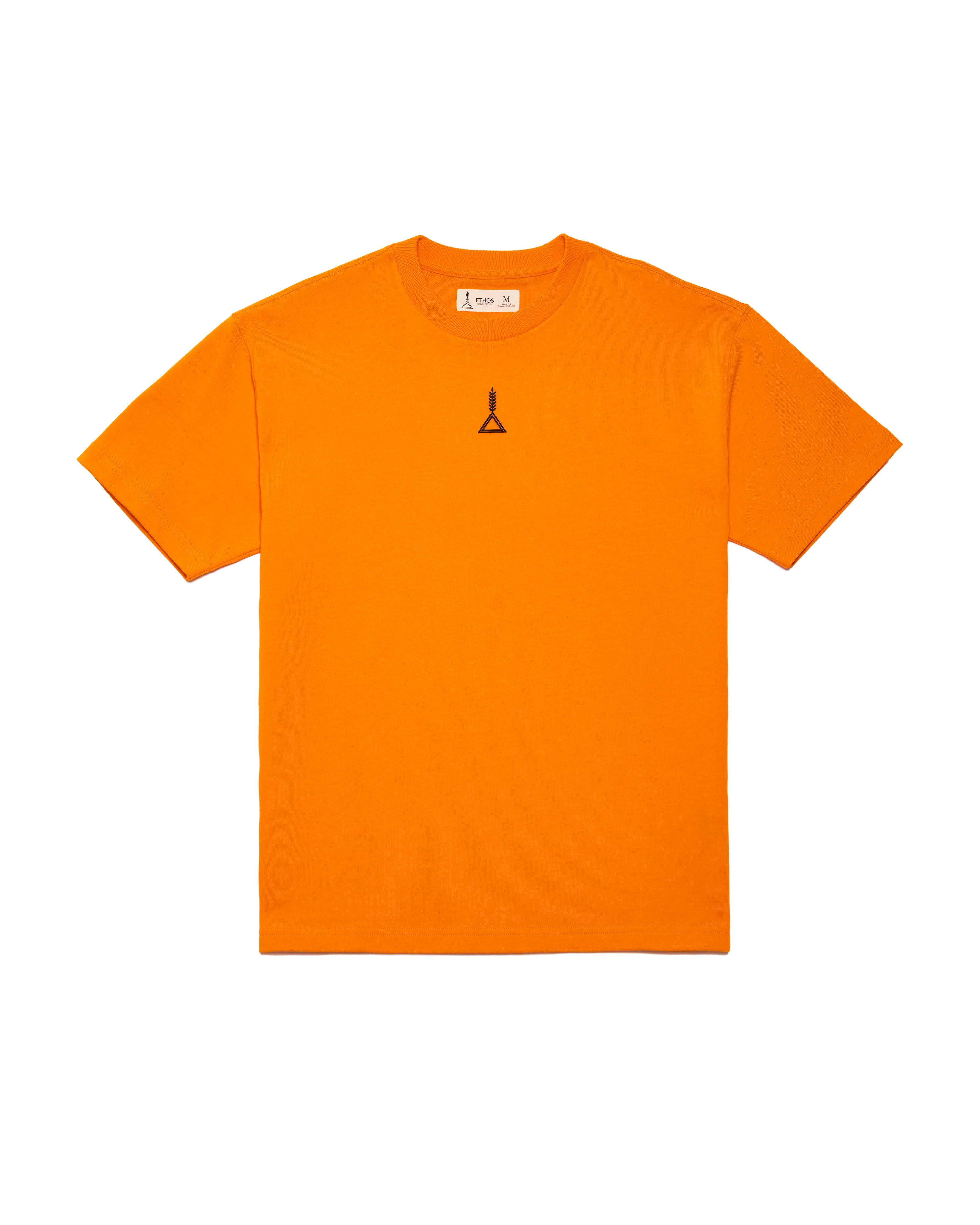 Orange Cotton T-Shirt , بلوزة قطن اورانج بشعار اسود