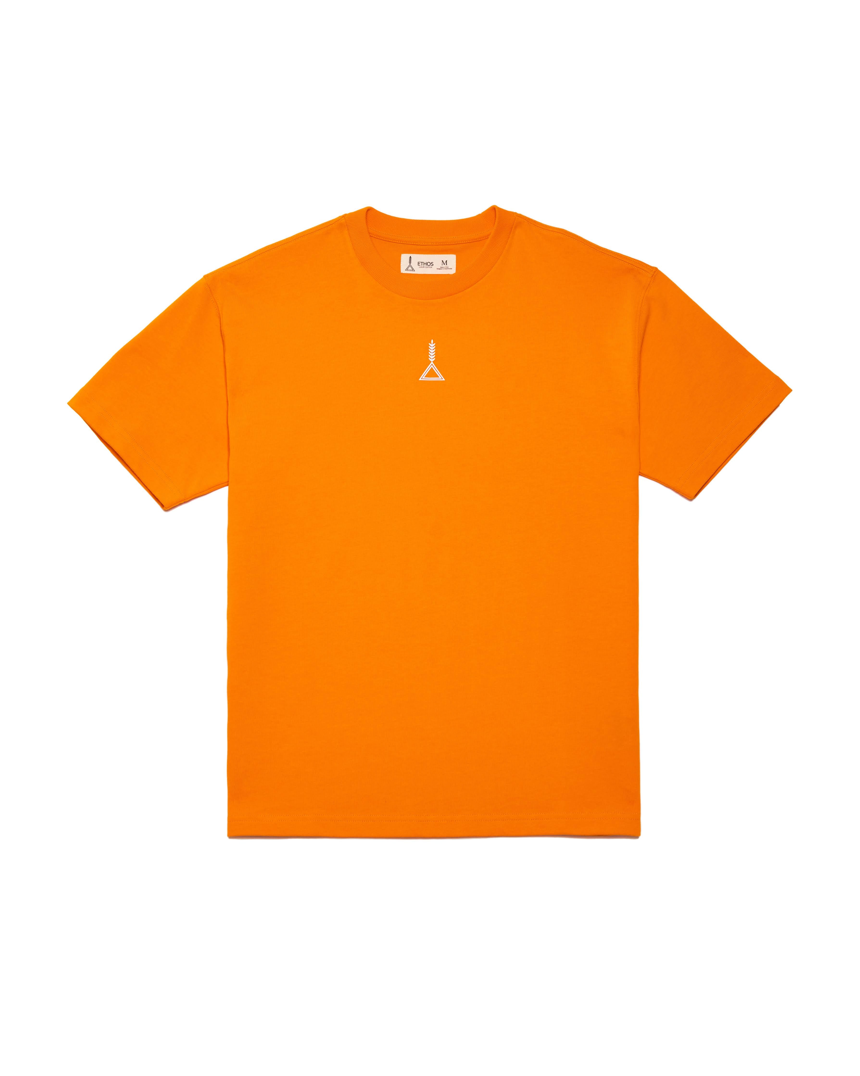 Orange Cotton T-Shirt | White Logo 

