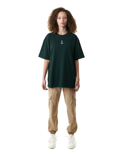 تيشيرت اخضر غامق مريح مناسب للجنسين 